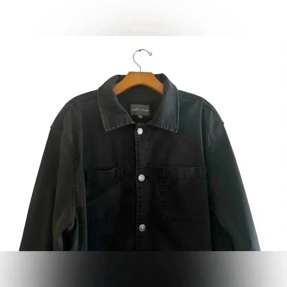 SLATE & STONE MEN  DENIM WORKWEAR COTTON BLEND WASHED BLACK JACKET. SIZE XL - Picture 9 of 16